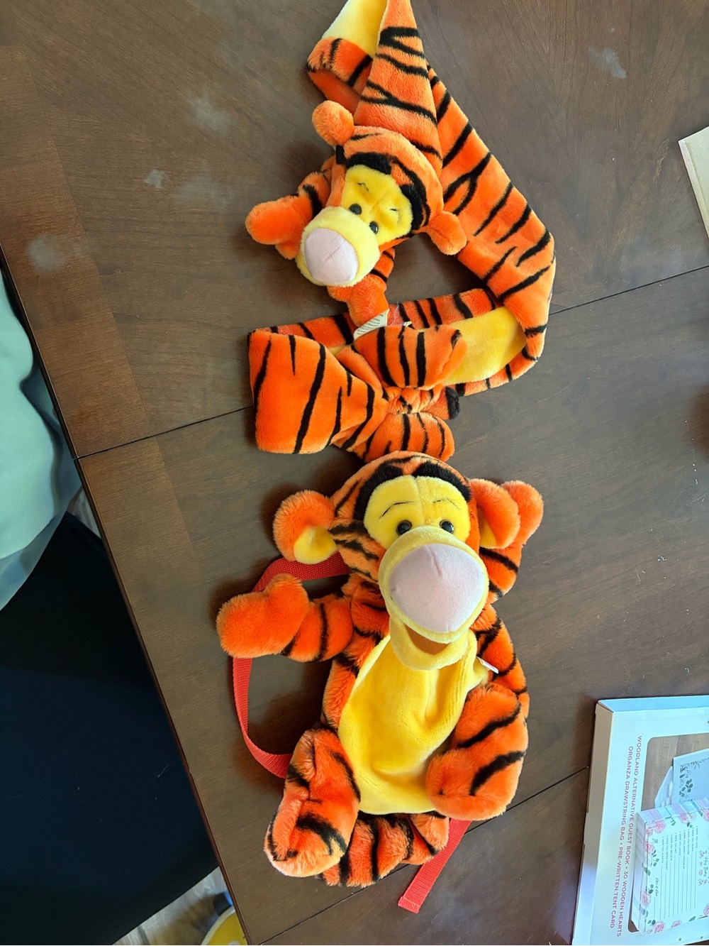 Orange Tigger-Style Plush Backpack and scarf